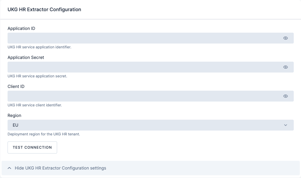 Screenshot - UKG HR connection settings